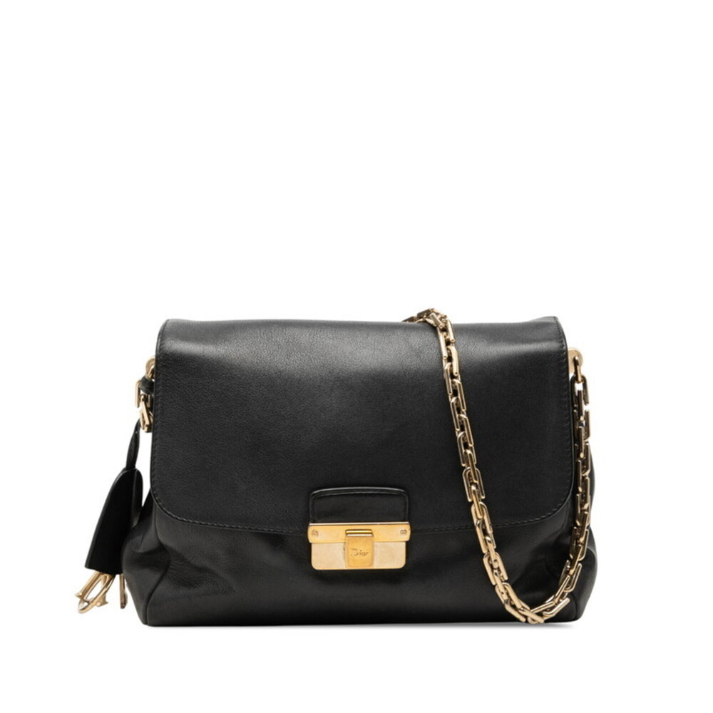 Christian Dior Dior Chain Shoulder Bag, Navy Leather, Women's